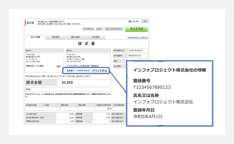 受け取った請求書での登録番号確認